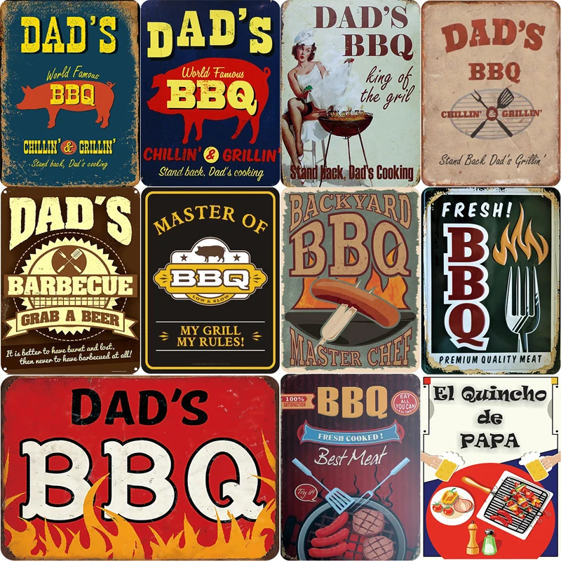 Семейный Ретро жестяной знак для папы барбекю паба украшение дома отеля