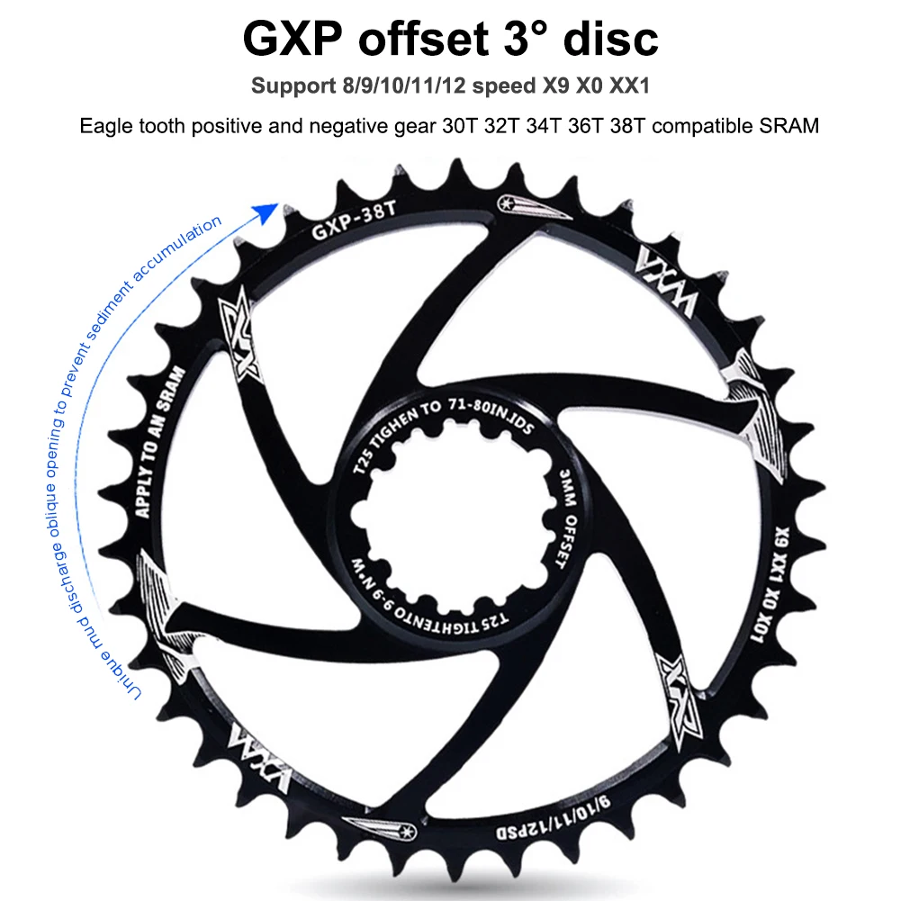 

MTB GXP bicycle Crankset fixed gear Crank 34T 36T 38T 40T Chainring Chainwhee for sram gx xx1 X1 x9 GXP pedivela Offset 3MM