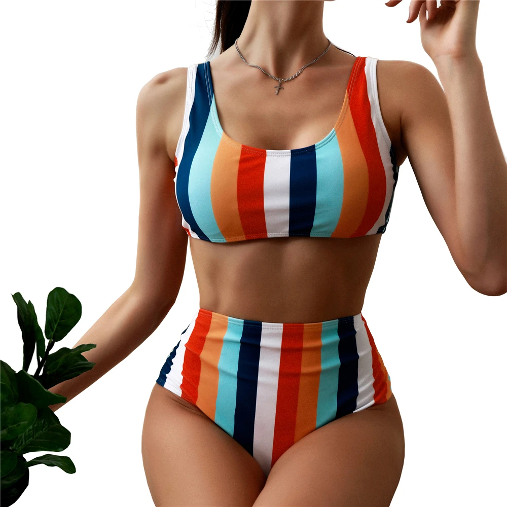 

High Waist Bikini 2021 Sexy Striped Swimsuit Women Swimwear Female Push up Bikini Set Swimming Wear for Bathing Suit Swimsuits