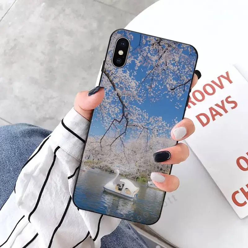 

Beautiful Japanese cherry blossom street view Phone Case for iPhone 11 12 mini pro XS MAX 8 7 6 6S Plus X 5S SE 2020 XR