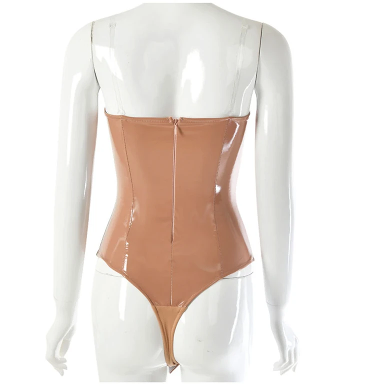 Оптовая продажа боди из искусственной кожи для женщин лето 2020 без бретелек с