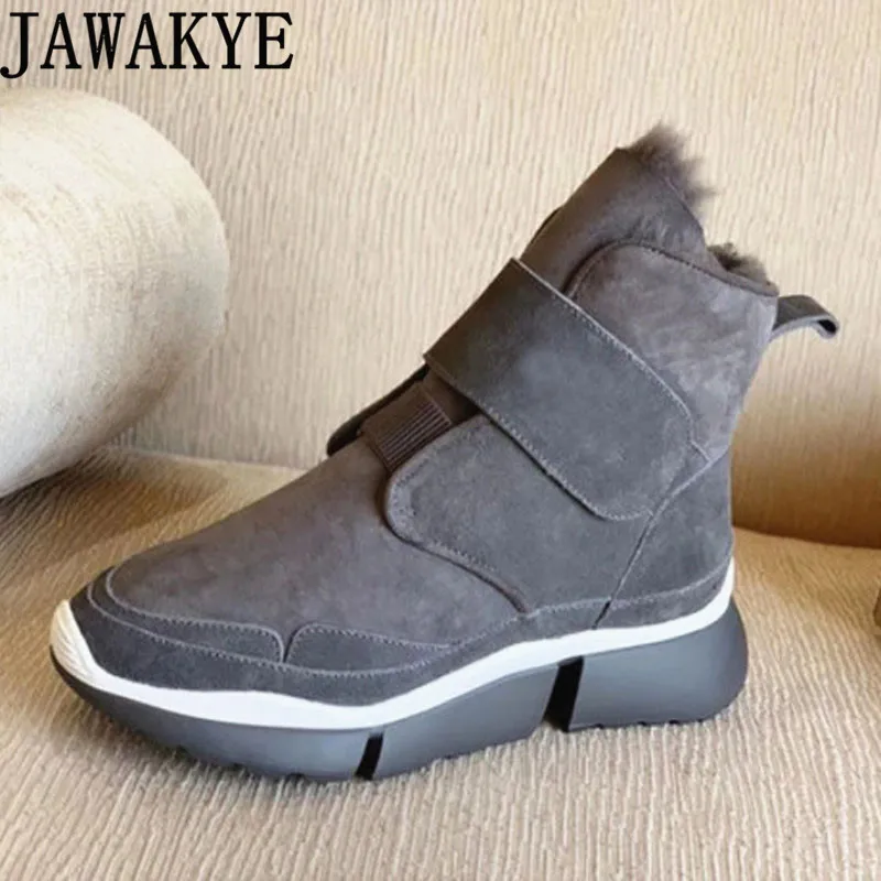 Женские зимние ботинки с меховой подкладкой на плоской подошве | Обувь