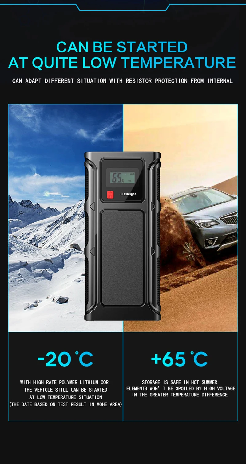 

Car Battery Booster Charger Power Bank Emergency Car Jump Starter Starting Device Super Power 12V LED Spotlight Portable