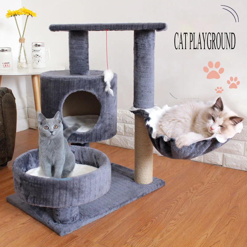 

Забавная игрушка для прыжков в виде кошки на гусеничном дереве, поцарапанные ножницы для дерева, маленький домик, рамка для скалолазания, ме...