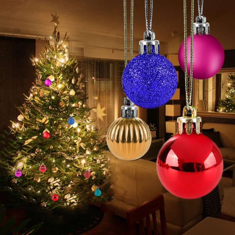 24Pcs Christmas Balls Ornaments for Xmas Tree Baubles Wedding/Party Decorations Christmas tree decoration ball hanging ball