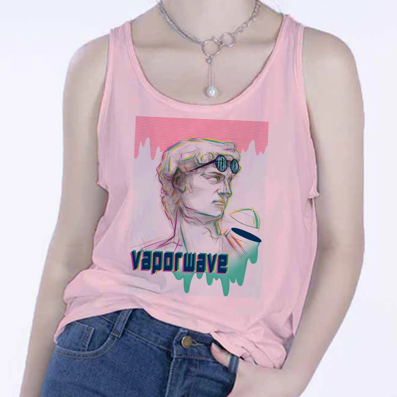 Женская майка с принтом Vaporwave повседневная сексуальная блузка без рукавов