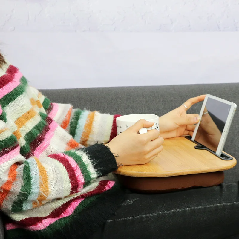 memory foam lap desk with phone holder and device ledge for laptops portable couch bed table tv tray for food fits computers free global shipping