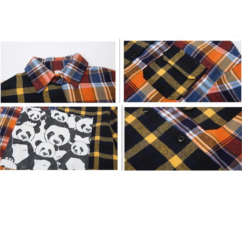 

Kids Girls Plaid Blouse Shirts Clothes Outfits Back Panda Print Shirts For Girls Long Sleeve Cotton Shirt Toddler Splice Shirts