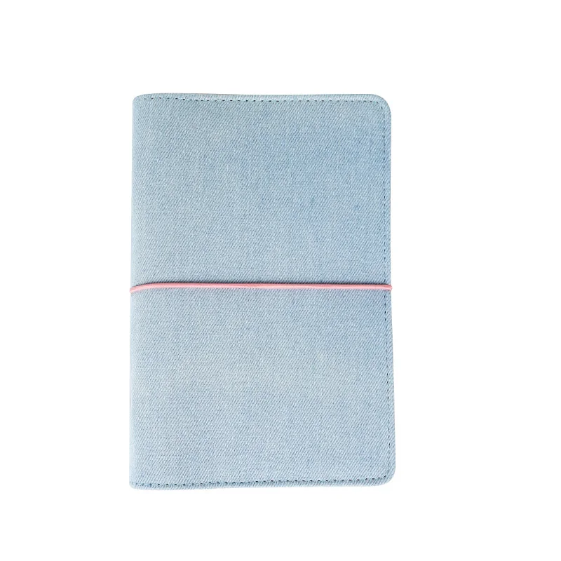 B Light blue Pink Cotton cloth covered A5 notebook pure colored botebook school used note book office school supplies pocketbook - Цвет: B Light blue Pink