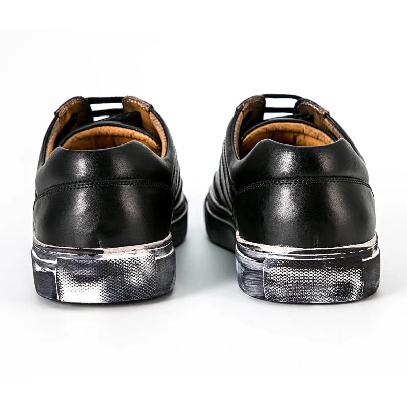 Classic Korean Lace 2020 Up Casual For Men Brand Real Cow Leather Flats Pumps Preppy Boys Street Footwear Breathable Shoes | Обувь