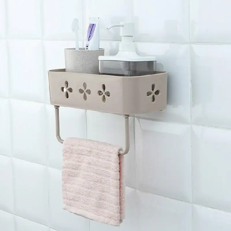 

Bathroom Wall Storage Rack Organizer Stick Type Shower Shelf Basket Bathroom Shampoo Holder Storage Kitchen Bathroom Hardware