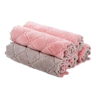 pink gray 4 шт. кухонное чистящее тряпичное абсорбирующее и безворсовое масло для кухни, не требующее протирания, столовое полотенце для мытья посуды - Цвет: pink gray