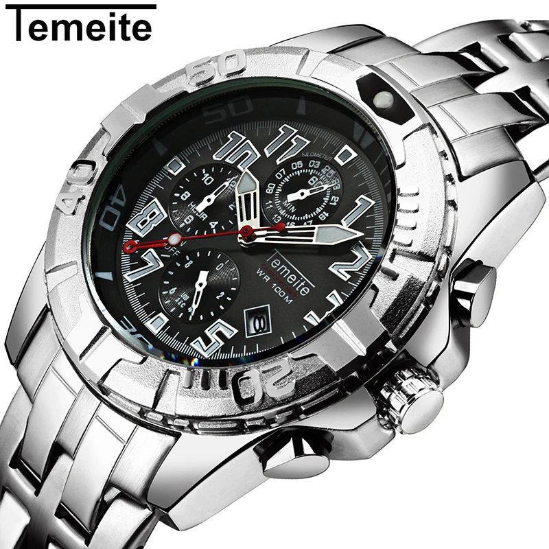 Часы мужские Кварцевые водонепроницаемые из нержавеющей стали с