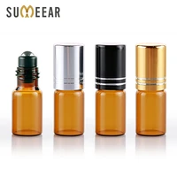 3ml wholesale amber glass perfume bottles refillable perfume bottle with roll on empty essential oils bottle 100pieceslot