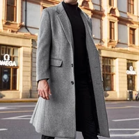 winter men long sleeve buttons jacket overcoat mid length trench coat jacket