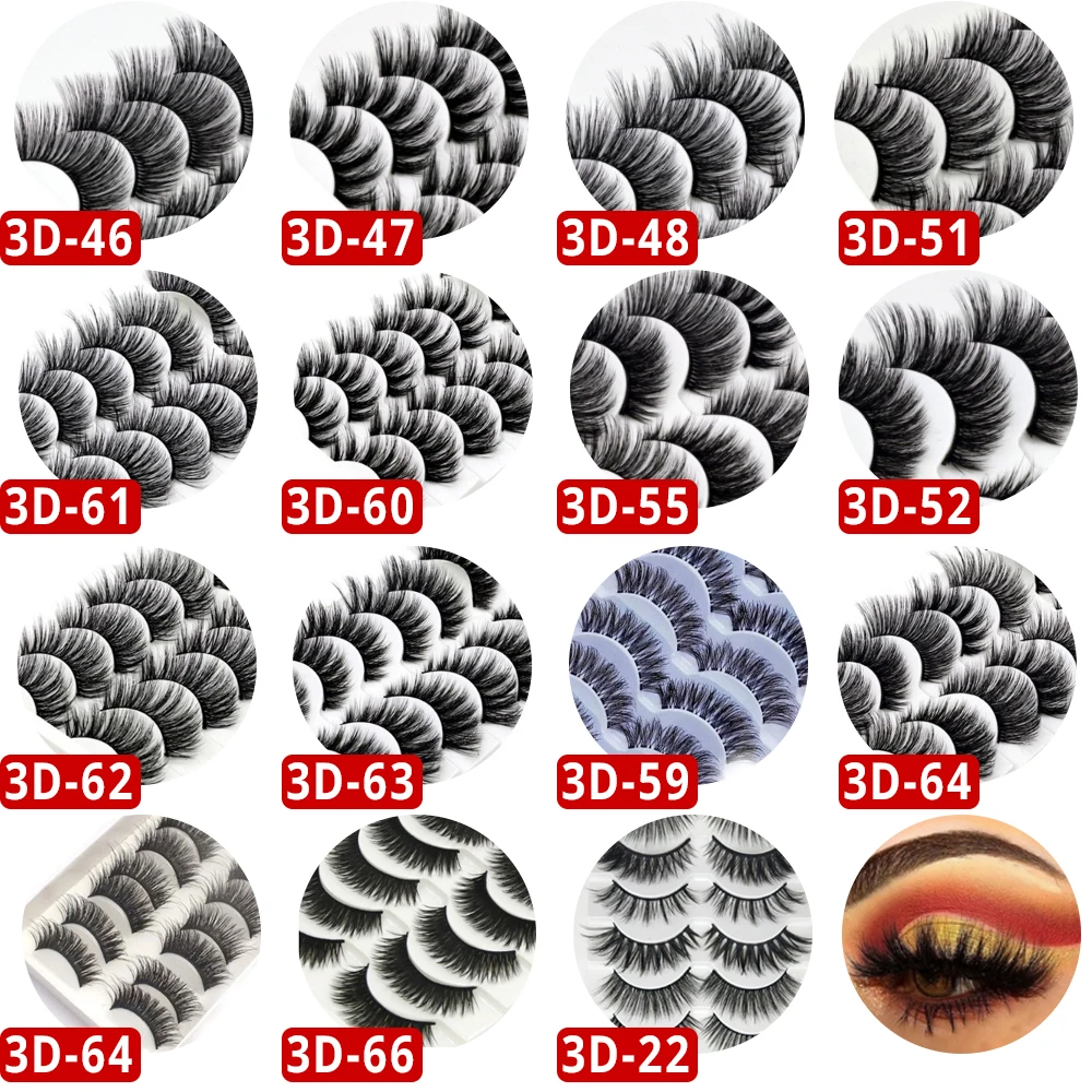 5/10 Pairs Thick 3D Mink Eye Lashes For Woman Drop Shipping Black 15-25mm Long Eyelash Cheap False Eyelashes 2020 New lashes | Красота и