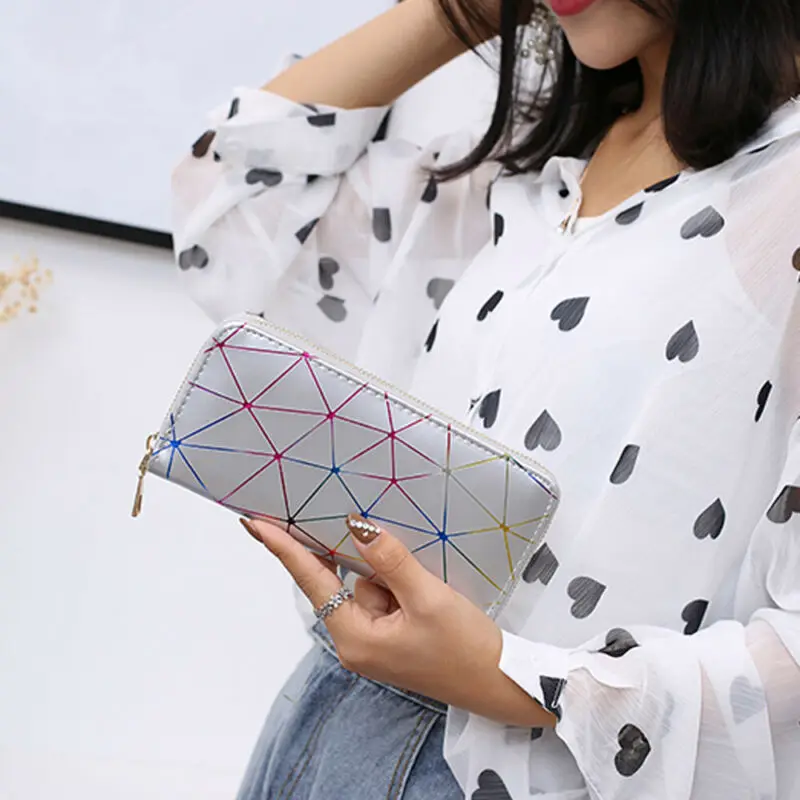 Модный женский кошелек из искусственной кожи Женский Длинный с геометрическим