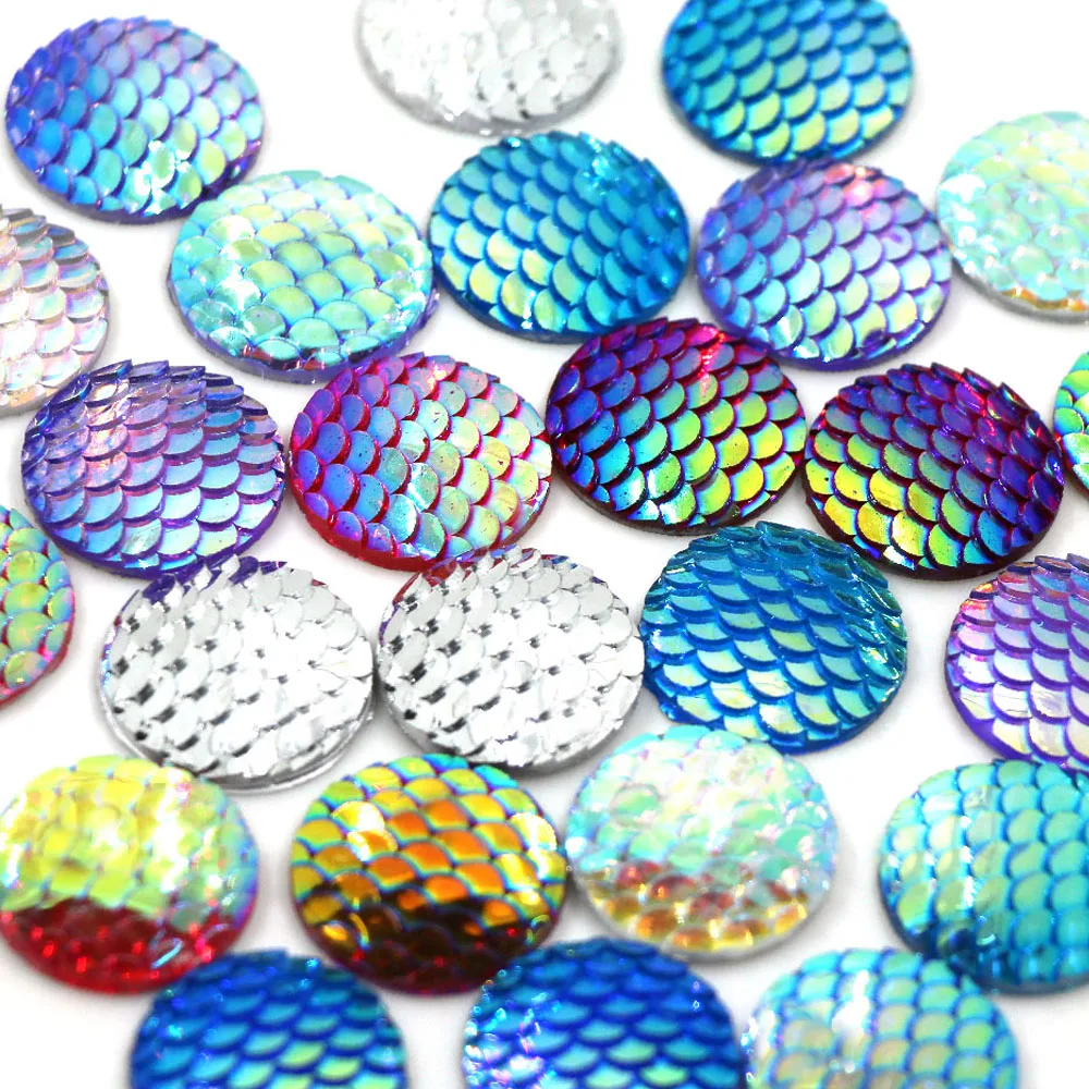20 шт мм разноцветные стразы в виде русалки рыбьей чешуи круглые с плоской задней