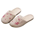 Сланцы Suihyung тапочки льняные для мужчин и женщин, Цветочная вышивка, повседневные сандалии, пара домашней обуви, дышащие сандалии, шлепанцы из пеньки