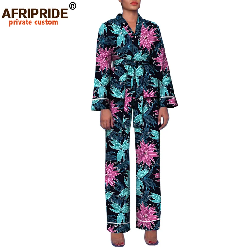 Осенняя женская пижама в африканском стиле AFRIPRIDE private custom Топ с длинным рукавом +