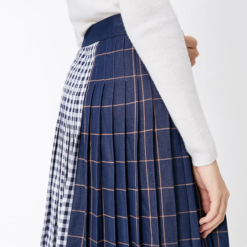 Vero Moda Новые поступления уличный стиль плед Сращивание трапециевидной формы плиссированная юбка | 318337518