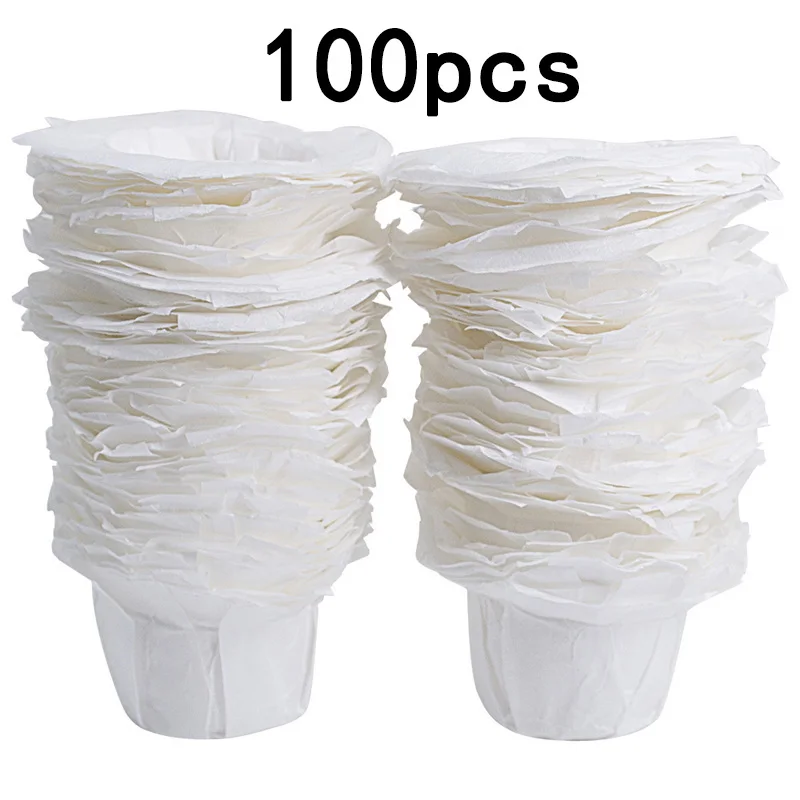 100 предмета кофейные одноразовые Бумага фильтры+ 2 pcs Многоразовые K чашки Кофе фильтр накладки для кюриг машина лазер постоянное подлежит вторичной переработке