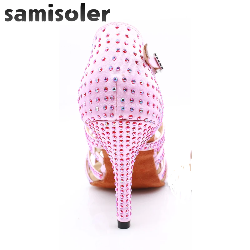 Женские туфли для латиноамериканских танцев Samisoler розовые бальных латинских со