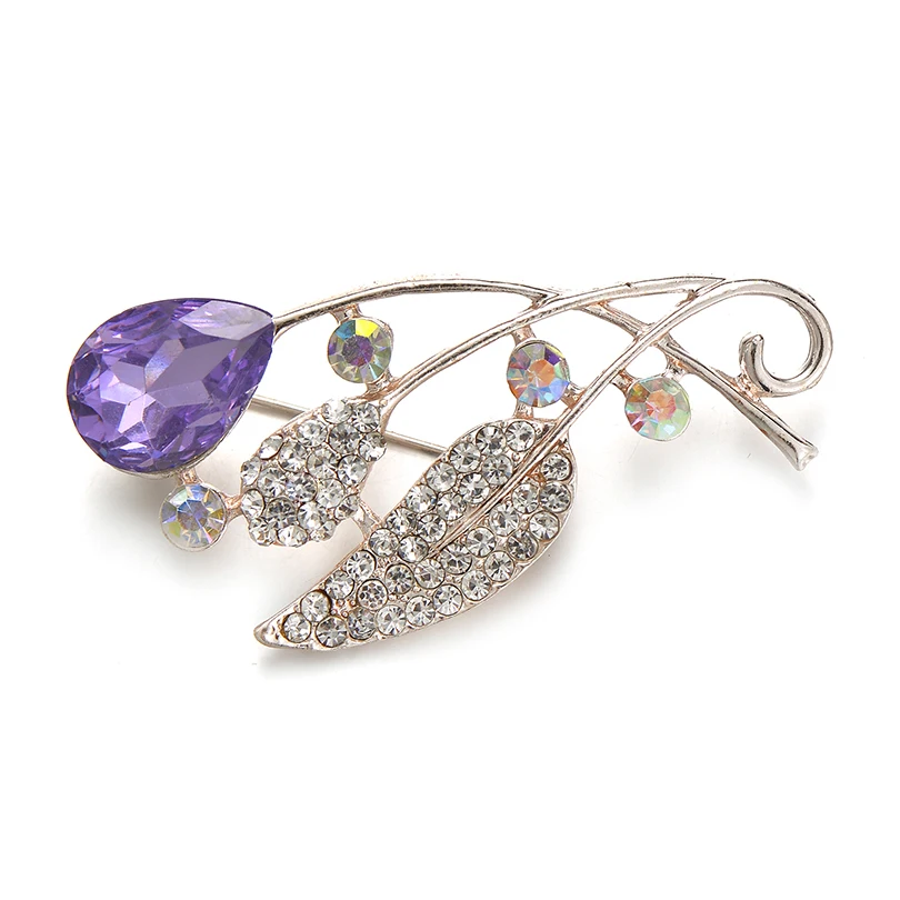 light purple Бренд IYOE, натуральный камень, броши в виде дерева, булавки для женщин, ювелирное изделие, кристалл, Винтажная брошь, Подвеска для женщин, шарф, аксессуары для дня рождения - Окраска металла: light purple