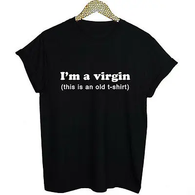 

2017 Women& Mens Summer Short Sleeve Casual T-Shirts Cotton Funny T-shirt Tee I Am A Virgin Letter Words Print Simple Tops