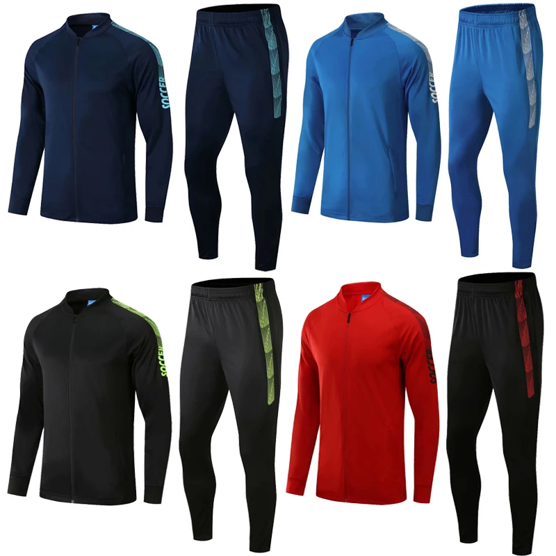 Мужской тренировочный костюм для взрослых синяя куртка с длинным рукавом