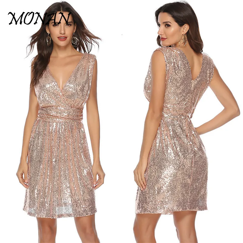 Сексуальное женское платье с глубоким v образным вырезом серебристым блестками и