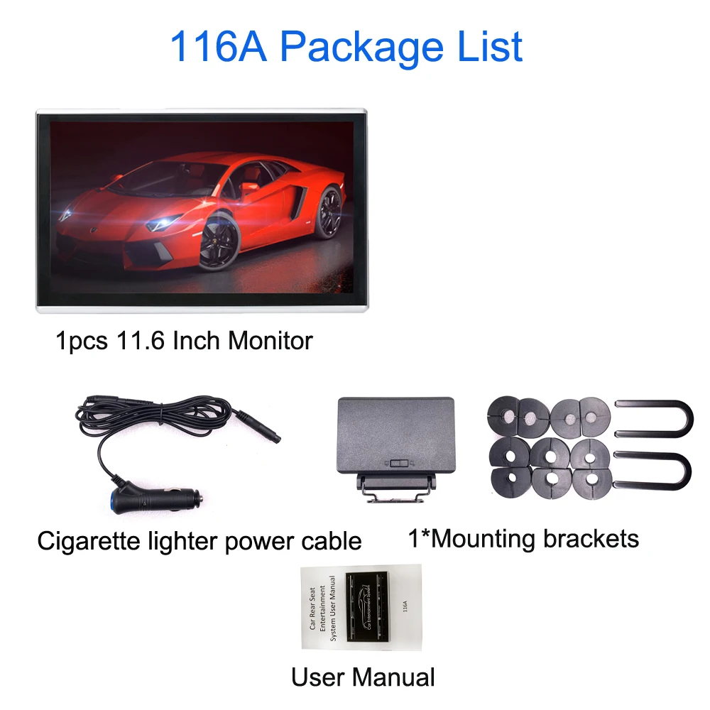 1pcs 116A-2 ONKAR Android 9,0 подголовник монитор с 11,6 дюймов ips сенсорный экран 1920*1080 1080P Поддержка mirror link wifi FM радио SD HDMI - Цвет: 1pcs 116A-2