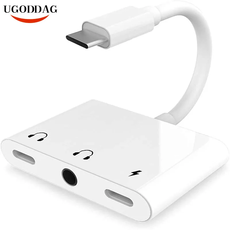 USB C Headphone Adapter with Charging Type C Splitter to 3.5mm Aux Audio Fast Phone Call Volume Control For Samsung Google Pixel