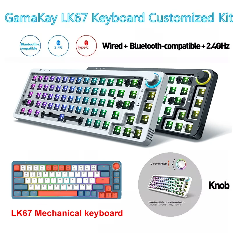 Механическая клавиатура GamaKay LK67 проводная Bluetooth-совместимая 2 4 ГГц | Компьютеры и