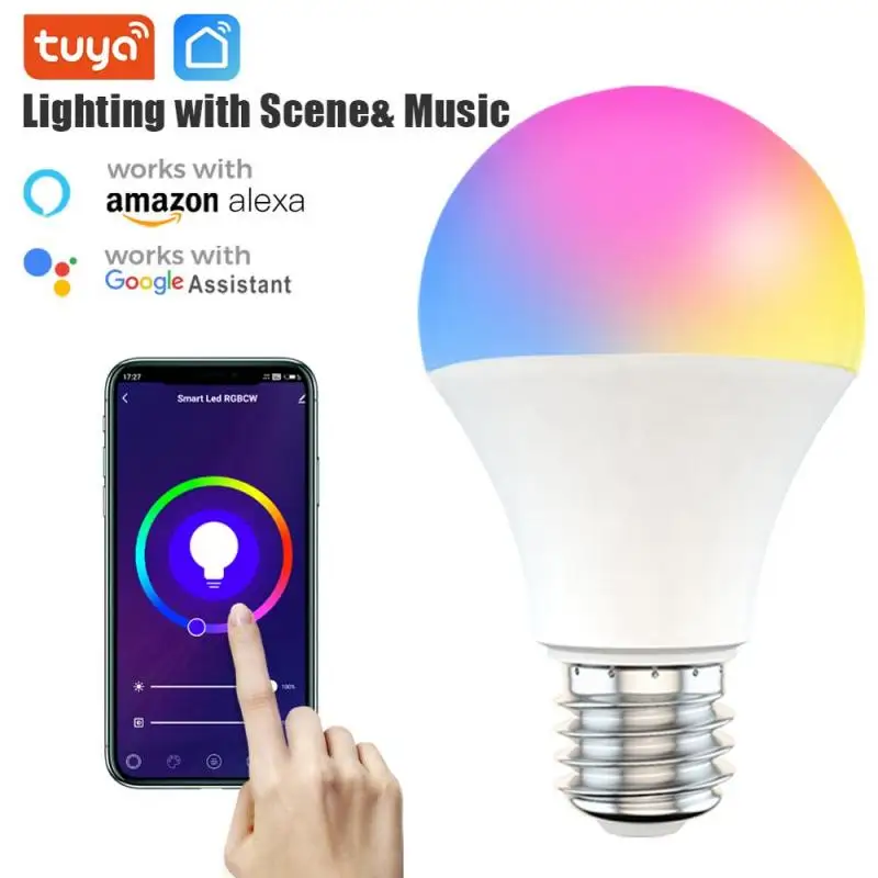 

9W RGB + CW + WW B22/E27 смарт-лампы в виде Tuya/приложение Smart Life Управление затемнения таймер светильник лампы голосового Управление работать с Alexa Google...
