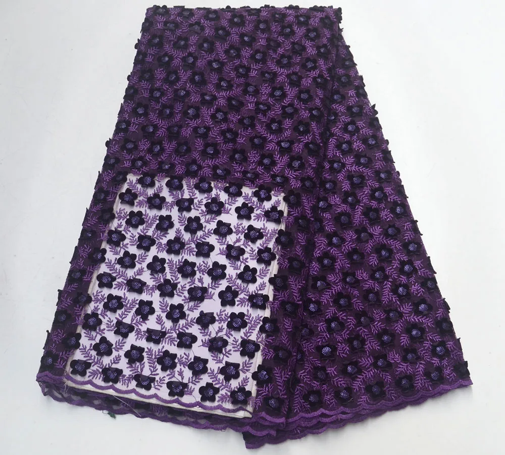 5 Новейшая Высококачественная африканская Бархатная 3D аппликация с пайетками кружевная зеленая французская чистая кружевная ткань для великолепного вечернего платья - Цвет: 5