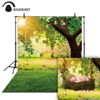 allenjoy photo background photography spring big tree colorful flower forest lawn sunlight backdrop newborn photocall photo zone