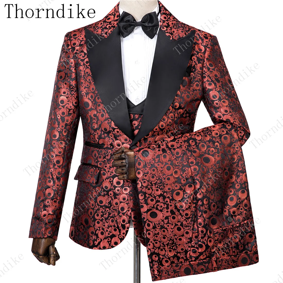 Thorndike красный круглый высококачественный пиковый отворот лучший продавец костюм