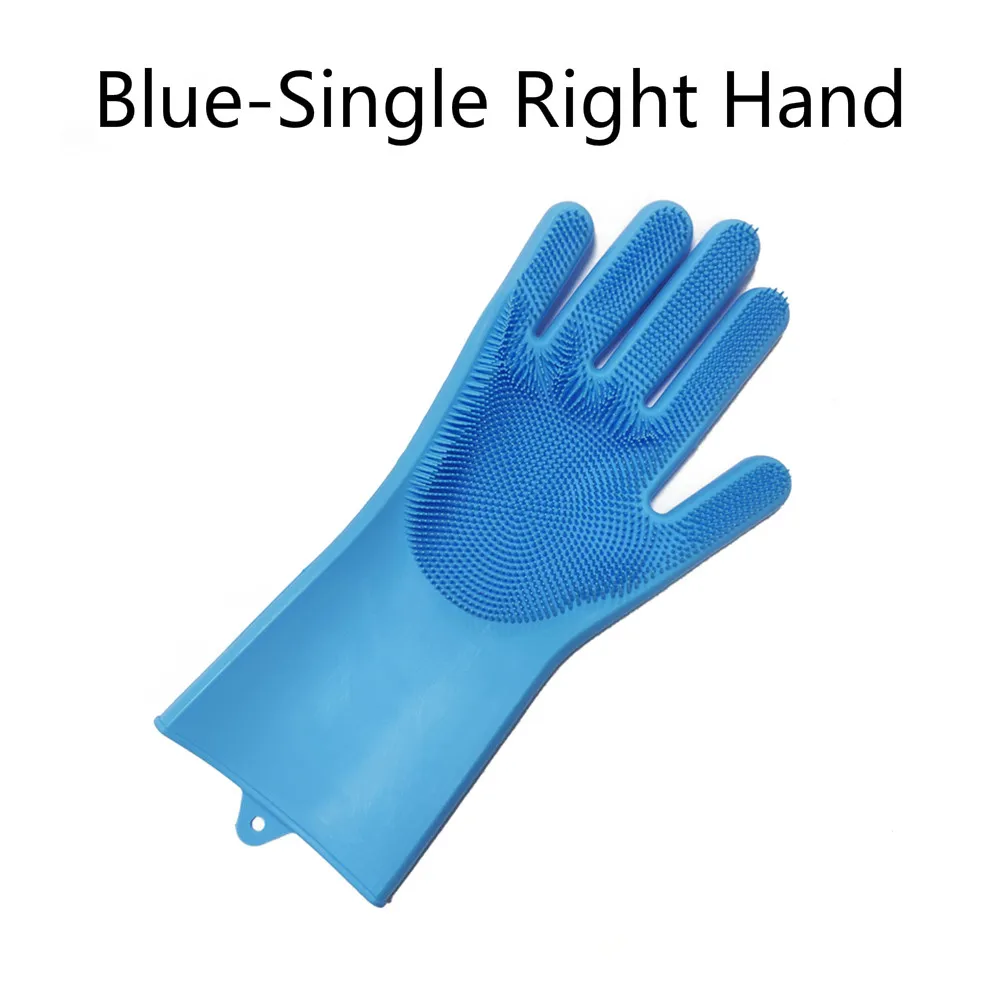 Blue-Right Hand Одна силиконовая щетка для мытья посуды, перчатки для мытья автомобиля, перчатки для мытья посуды, кухонные аксессуары - Цвет: Blue-Right Hand