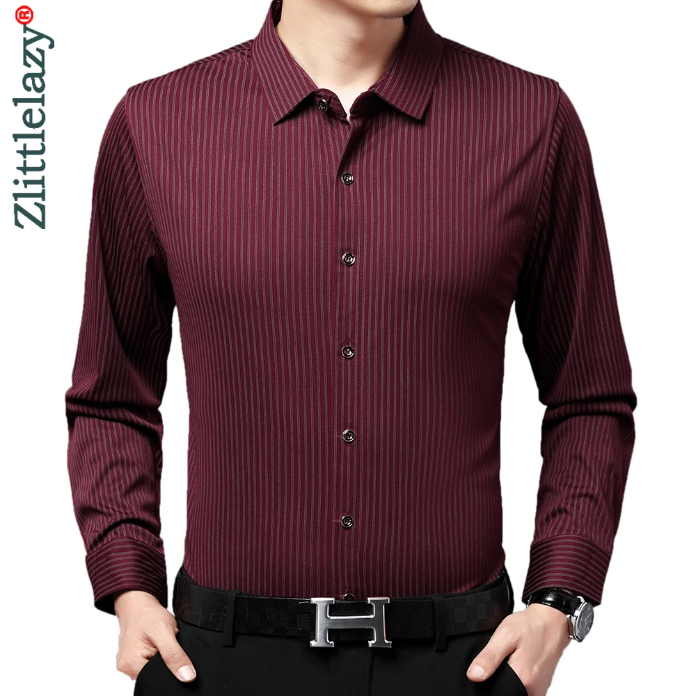 

2022 designer striped mens shirts for men clothing korean fashion autumn long sleeve shirt luxury dress casual clothes jersey 82
