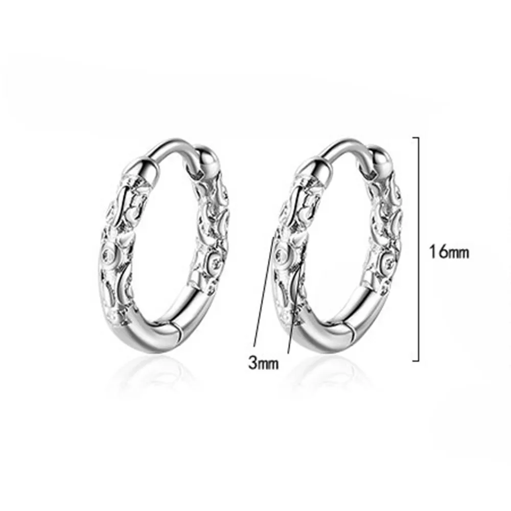 

925 Sterling Silver New Woman Fashion Jewelry High Quality Retro Simple Men Earring Black Silver Hot Selling Earrings