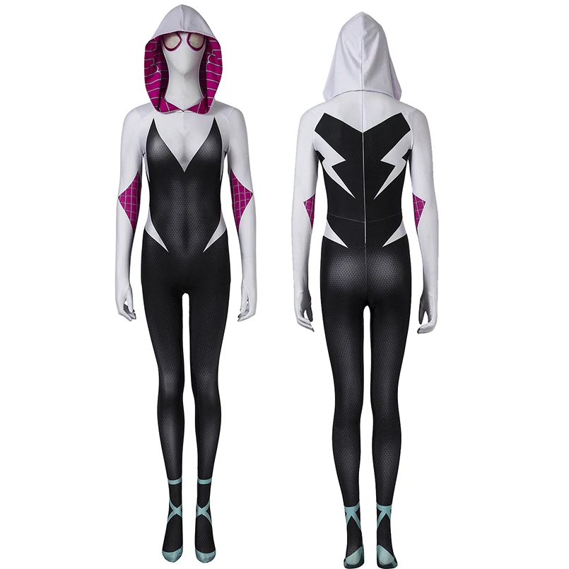 Взрослый Для женщин в текстами и сюжетами из паук для девочек Gwen Stacy комбинезон