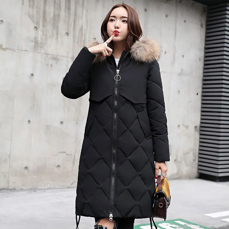 

Winter jacket women parka big fur thick slim long 2021 women coat fashion zipper hooded female long sleeve hoodie plus size coat