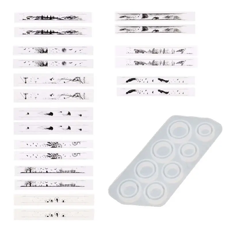 

28Pcs Assorted Sizes Ring Silicone Resin Mold Jewelry Making Tools US Size 5-12 Including 20Pcs Ring Filling Material