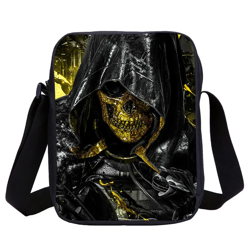 

Маленькие сумки через плечо для мальчиков и девочек, модная крутая Детская сумка-мессенджер с 3D-принтом черепа и смерти, сумка-слинг