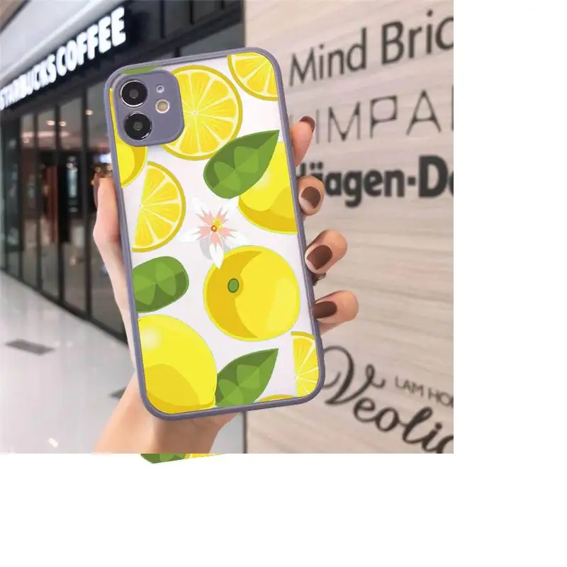

lemon Phone Cases Matte transparent For Gray iPhone 12 Mini 11 Pro XR XS Max 7 8 Plus X Back Cover