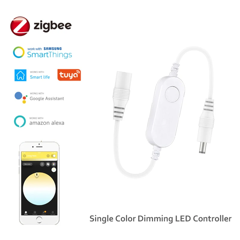 DC12V-24V Mini Zigbee Lighting Dimmer Led Dimmable 5050 3528 Single Color LED Strip Light Controller Work With H-u-e Smartthings | Лампы и