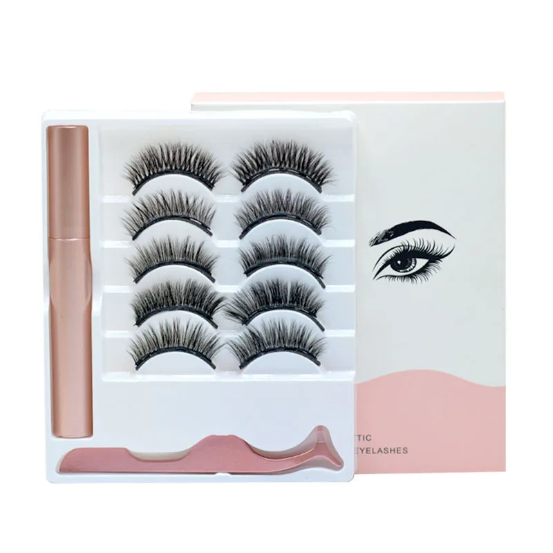 5 пар магнитных ресниц &amp жидкая подводка для глаз Пинцет Набор без клея