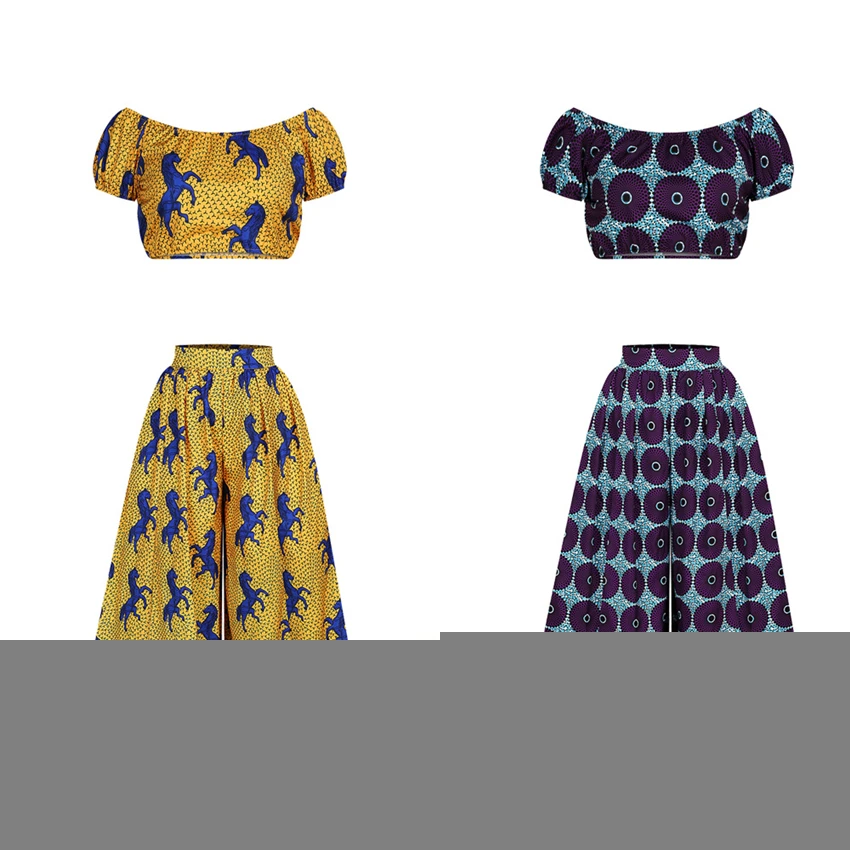 Мода 2021 женские туфли в африканском стиле Dashiki печати топ широкие штаны комплект