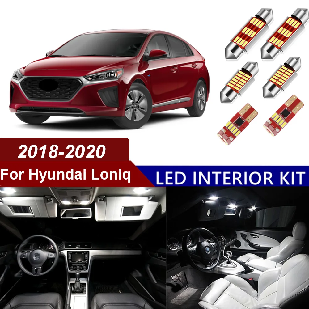 

10Pcs White Canbus Car Led Interior Light Kit For Hyundai Loniq 2018 2019 2020 Dome Trunk License Plate Lamp